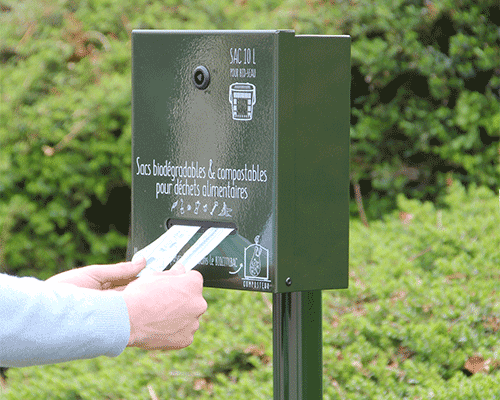 distributeur de sacs en amidon biodégradables