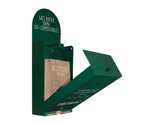 distributeur de sac kraft vert