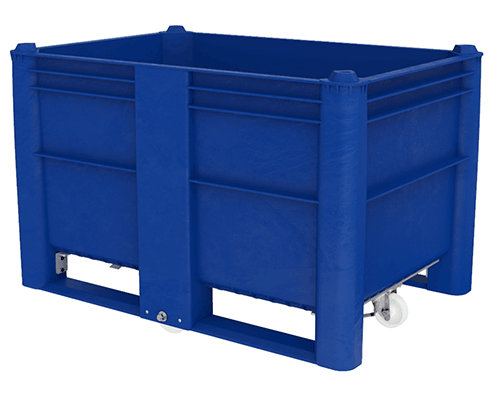 caisse-palette plastique gerbable de 500 litres avec roulettes centrales