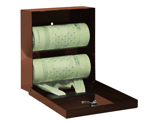 distributeur avec deux rouleaux de sacs en amidon