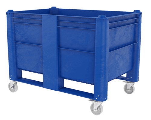 caisse-palette plastique gerbable de 500 litres avec roulettes